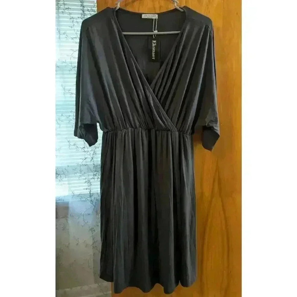 Ekouaer Wrap Dress short sleeve Comfy Boho Romantic Womans Size Medium NWT - Picture 1 of 9
